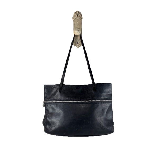 Vintage Fendi Fendissime Black Leather tote Handbag Purse 1980's